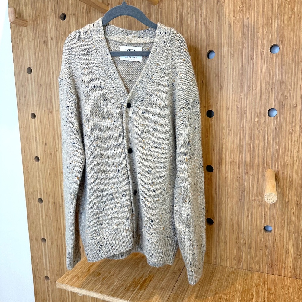 Boy's WOOL BLEND KNIT CARDIGAN Oatmeal Color 9-10